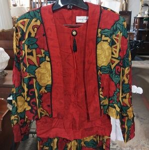 Vintage Casual Corner Red Floral 3 Piece Set